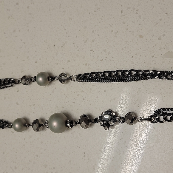 Charming Charlie Charcoal Necklace with Pearls and Crystal Accents - Picture 4 of 4